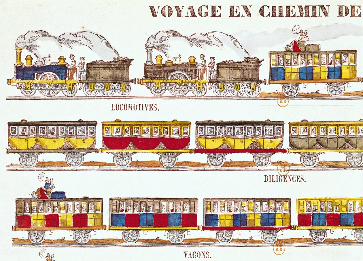 Voyage en train en 1845 (détail) - French School