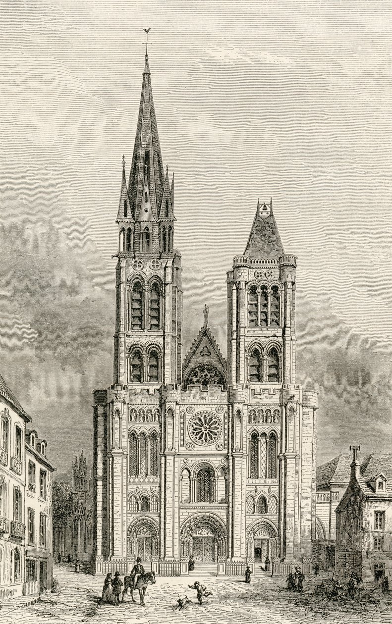 La Cathédrale de Saint-Denis, avec la tour nord avant sa démolition, de 