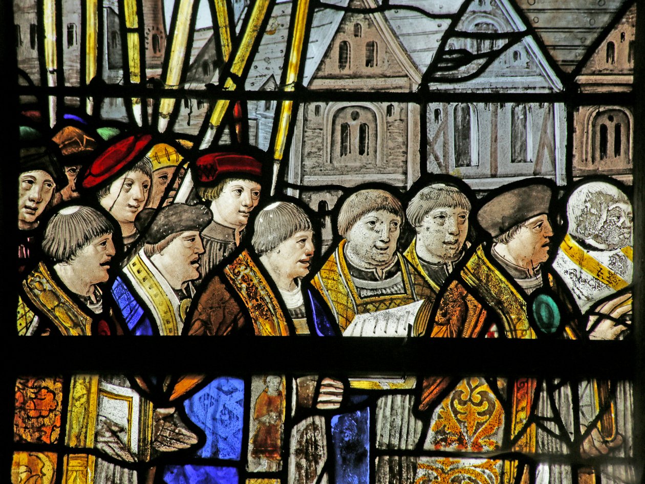 Vitrail représentant une procession du Saint-Sacrement (détail), 1530 - French School