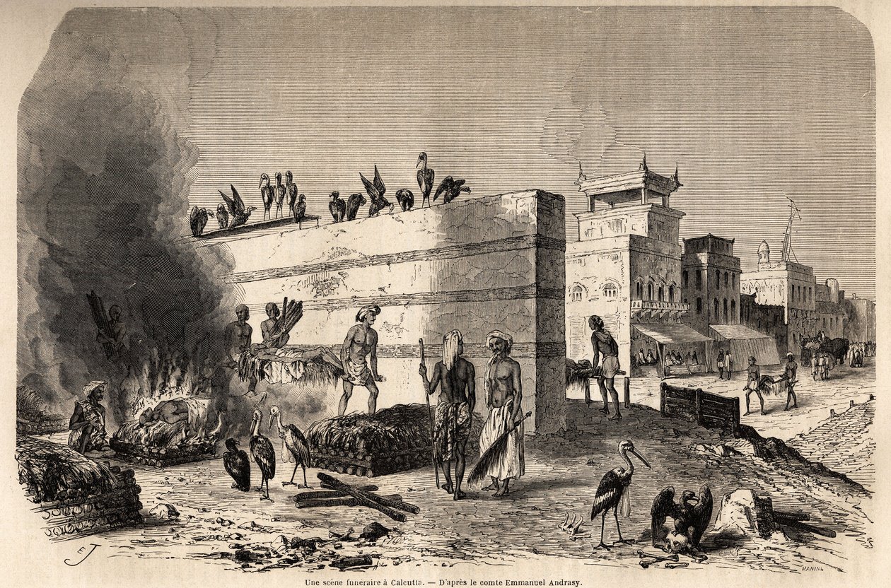 Une scène funéraire à Calcutta - French School