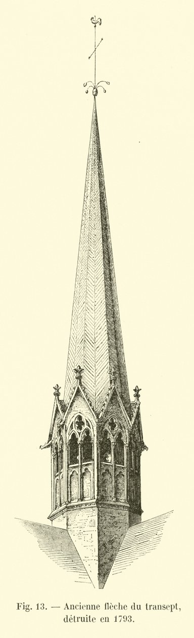 Ancienne flèche du transept, détruite en 1793 - French School