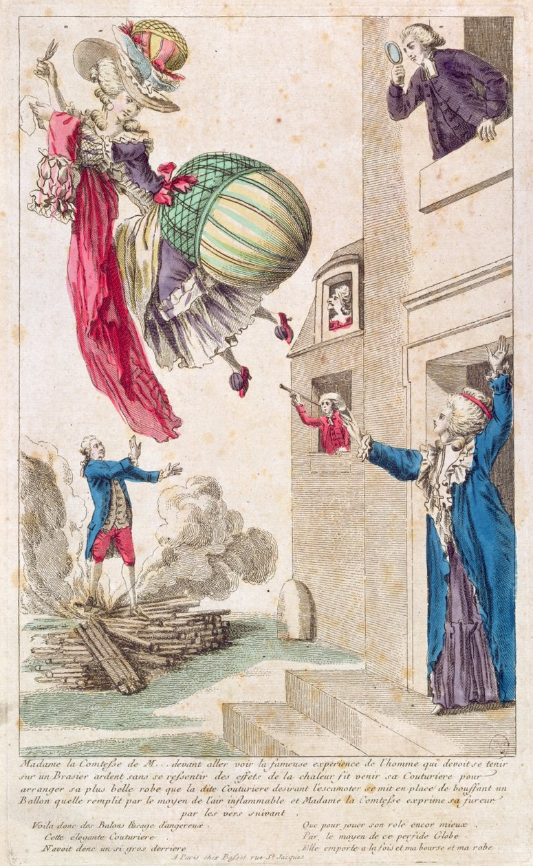 Caricature ridiculisant la mode et les montgolfières, vers 1783-4 - French School