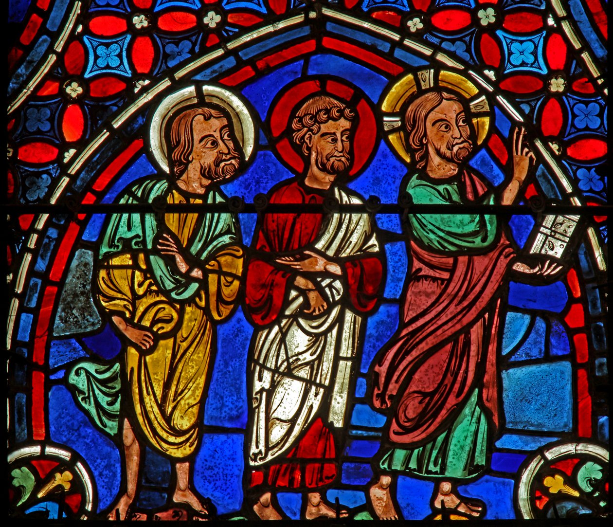 Christ - avec 2 apôtres - French School