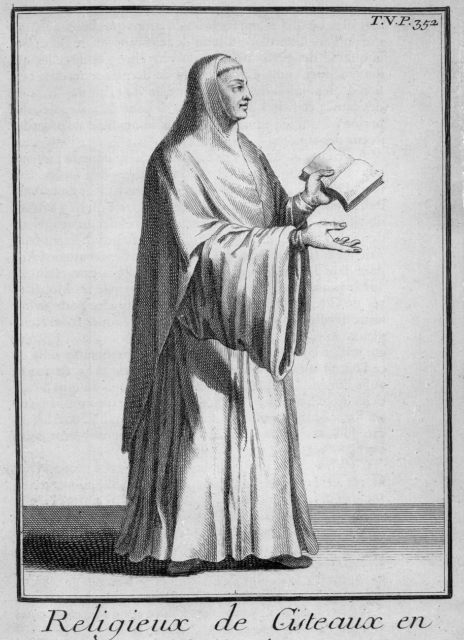 Nonne cistercienne en habit de chœur, vers 1700 (gravure) - French School