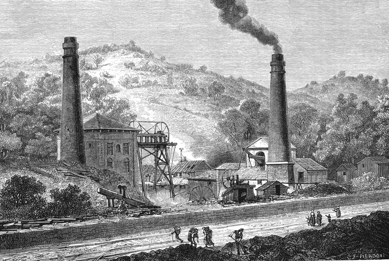 Charbon au Pays de Galles à Glyn pit, Angleterre - French School