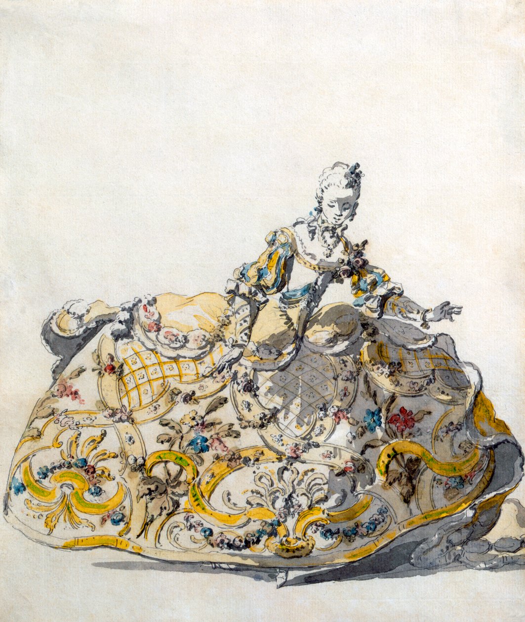 Conception pour une robe de dame, années 1780 - French School