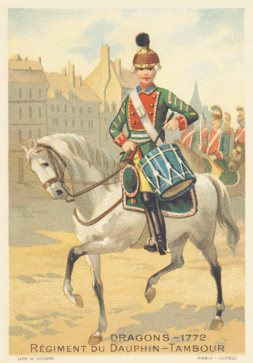 Dragons, Régiment du Dauphin, tambour en 1772 - French School