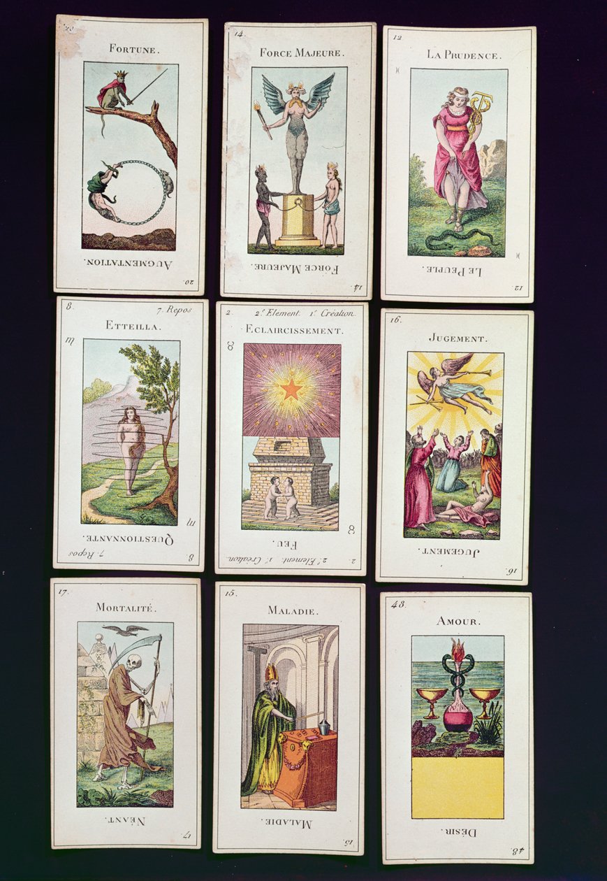 Cartes de Tarot Etteilla - French School