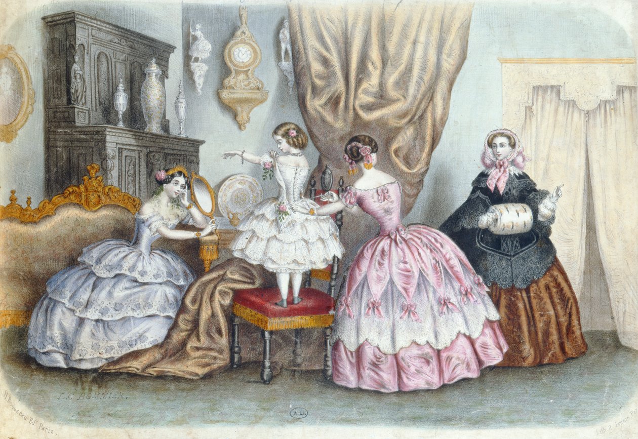 Planche de mode, de La Mode Illustrée, vers 1860 - French School