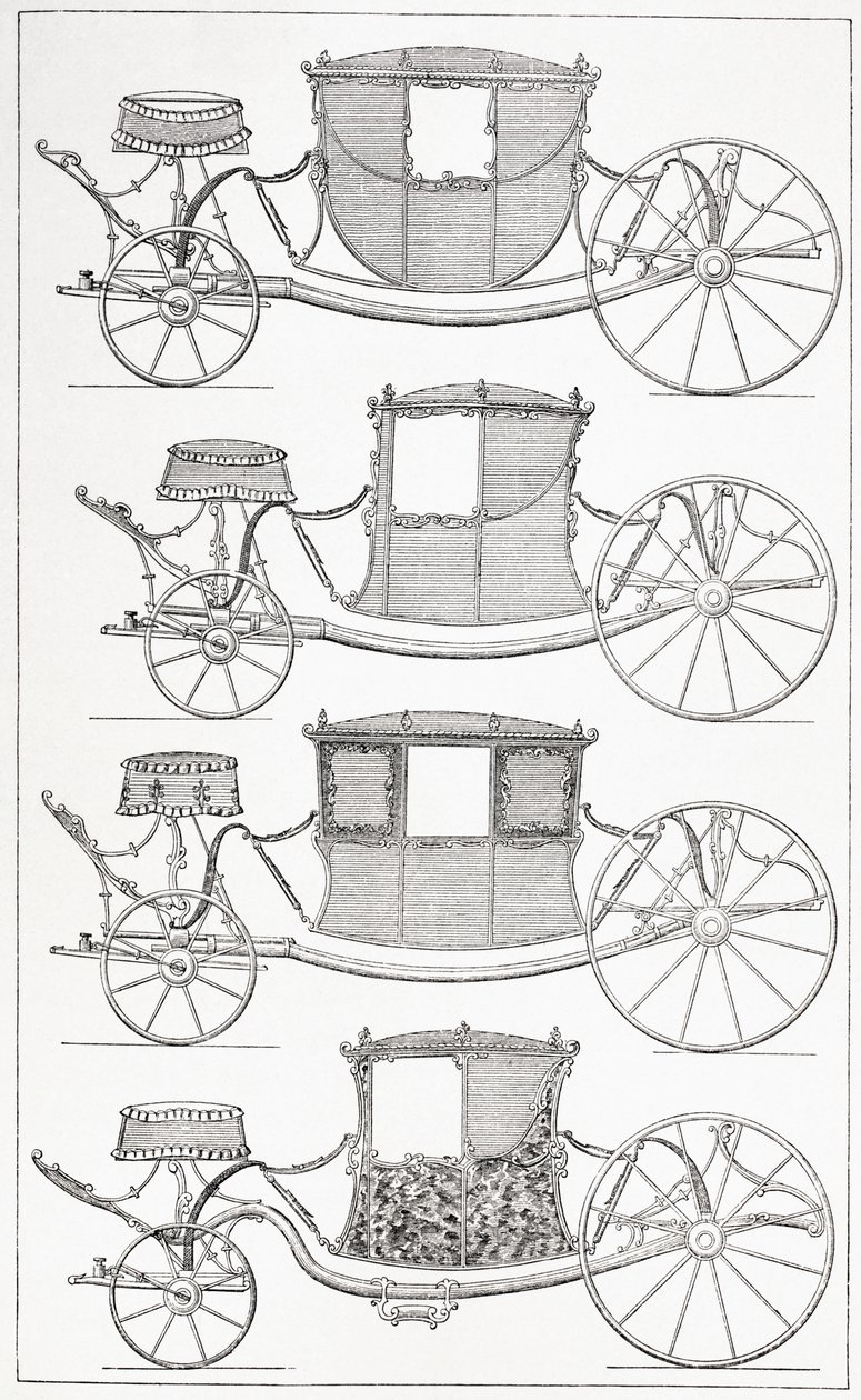 Voitures à la mode du 18e siècle, 1875 - French School
