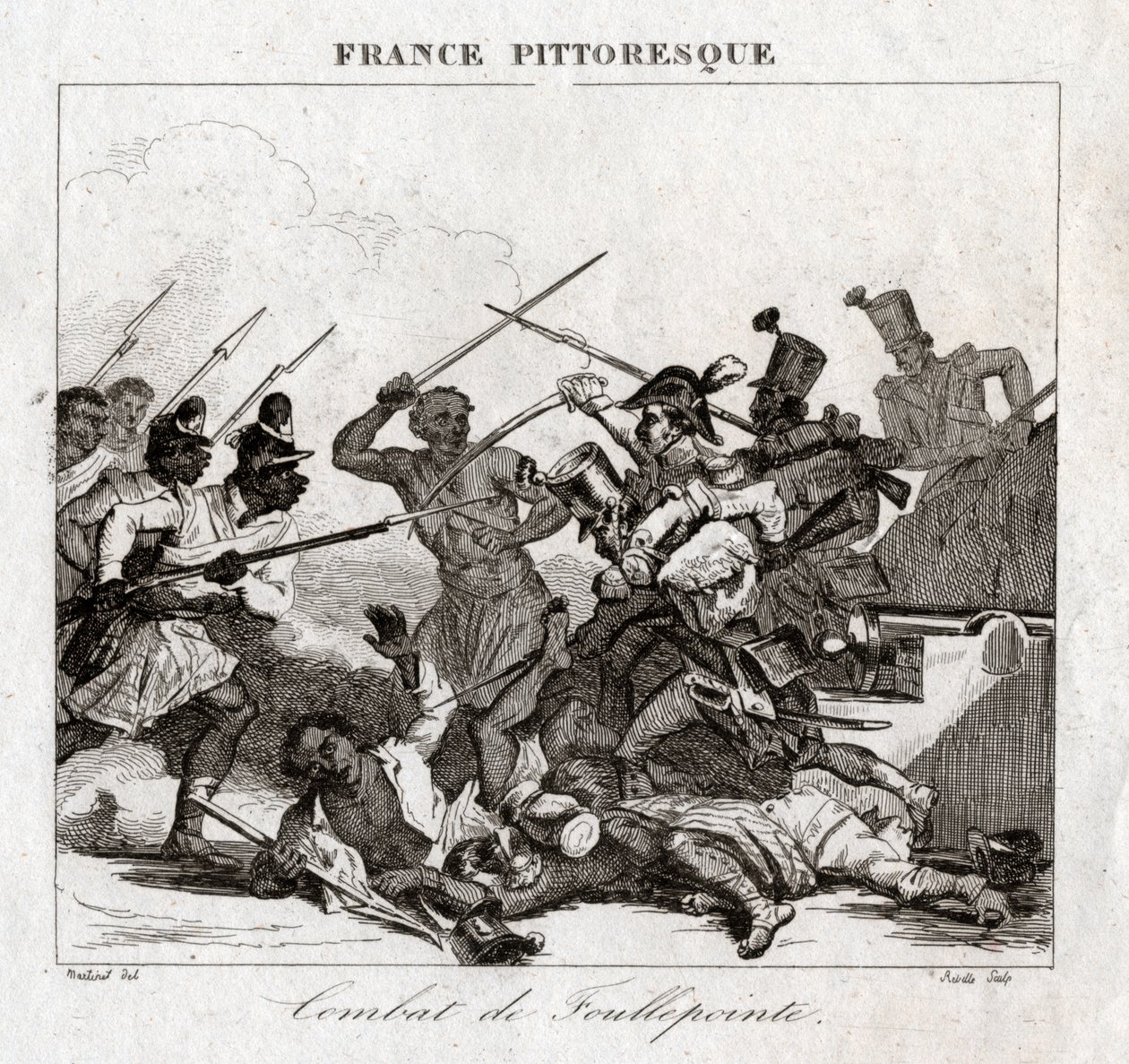 Combat à Madagascar (gravure, vers 1850) - French School