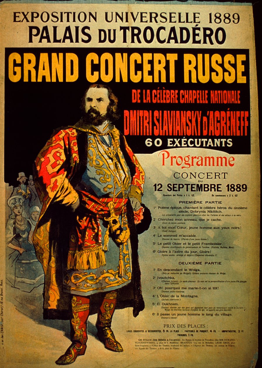 Programme du Grand Concert Russe, 1889 - French School
