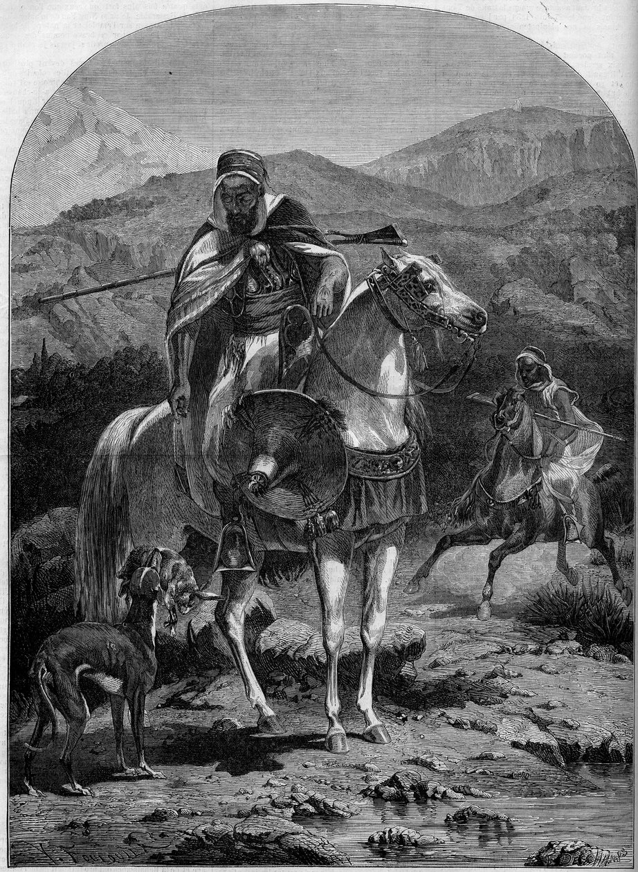 Chasse au lièvre en Algérie. - French School