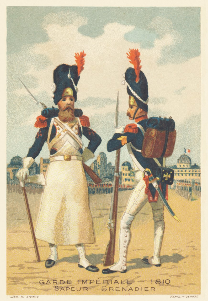 Garde impériale, Sapeur et Grenadier en 1810 - French School