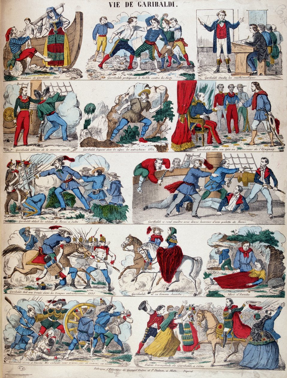 Vie de Giuseppe Garibaldi en plusieurs dessins - French School