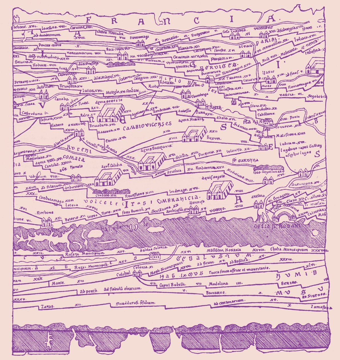Carte de la Gaule - fragment - French School