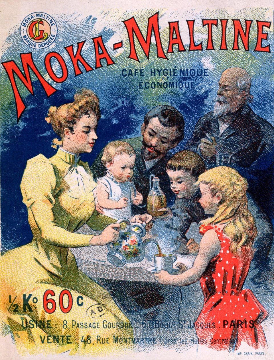 Affiche publicitaire pour le café Moka-Maltine, vers 1900 - French School