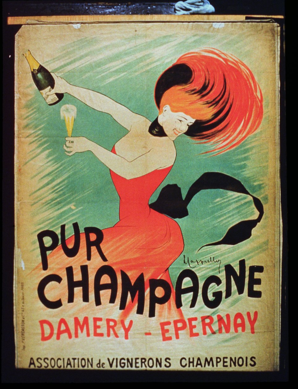 Affiche publicitaire pour Pur Champagne, de Damery, Épernay - French School