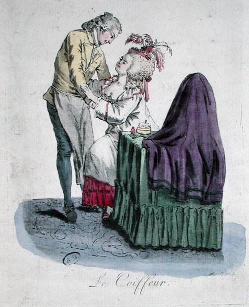 Le coiffeur et une dame de mode - French School