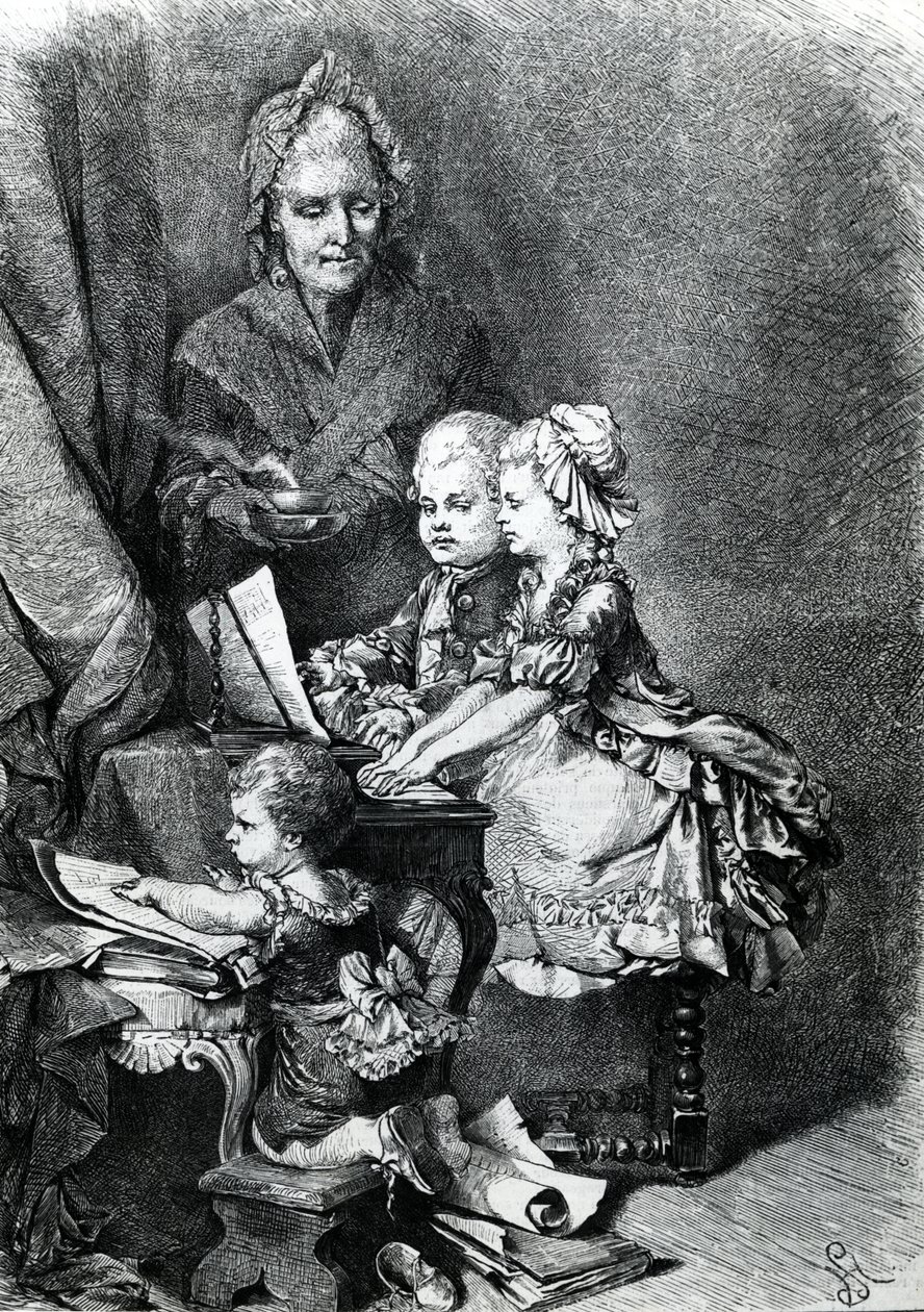 Le jeune Mozart jouant du piano - French School