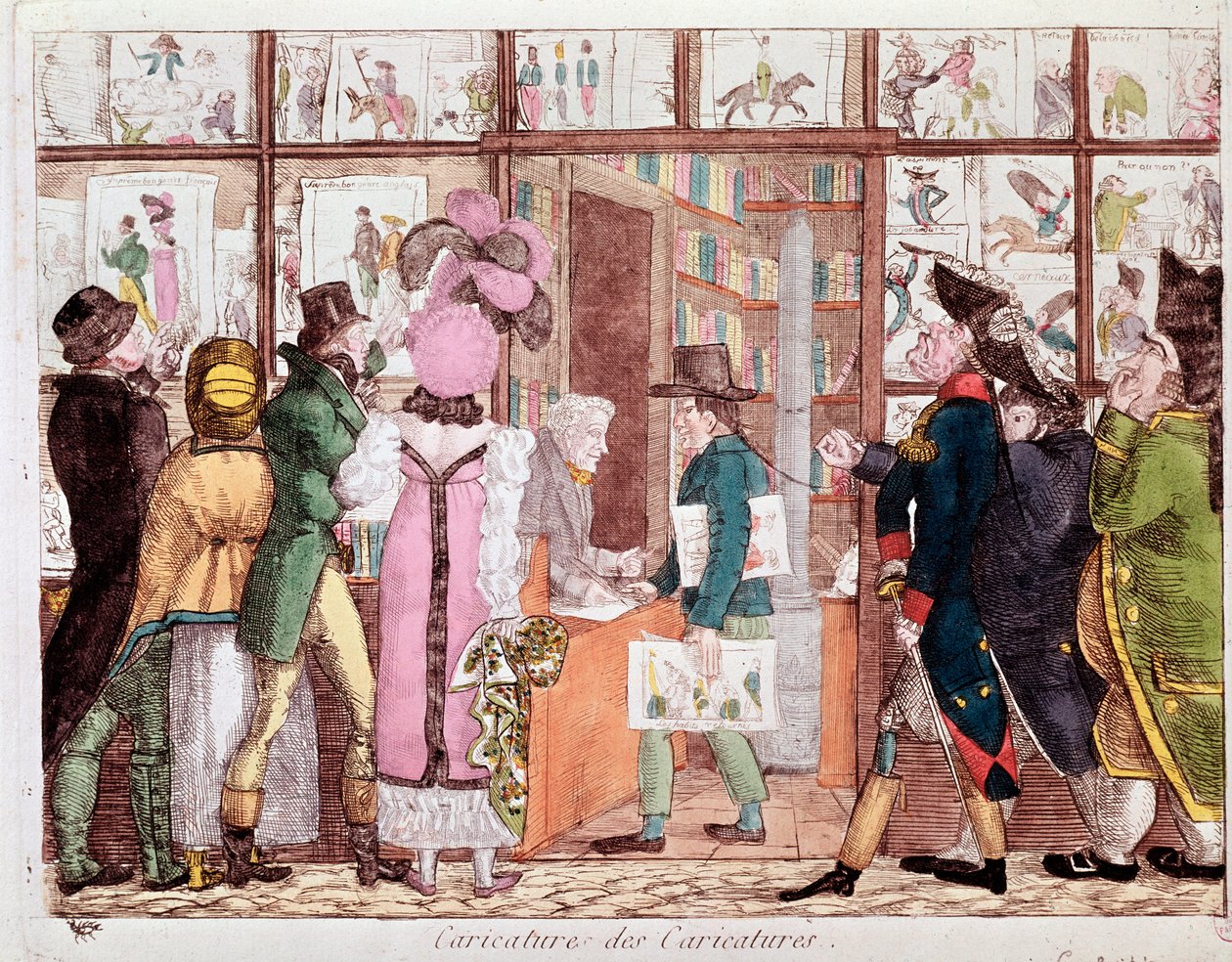 Le marché des estampes (lithographie) - French School