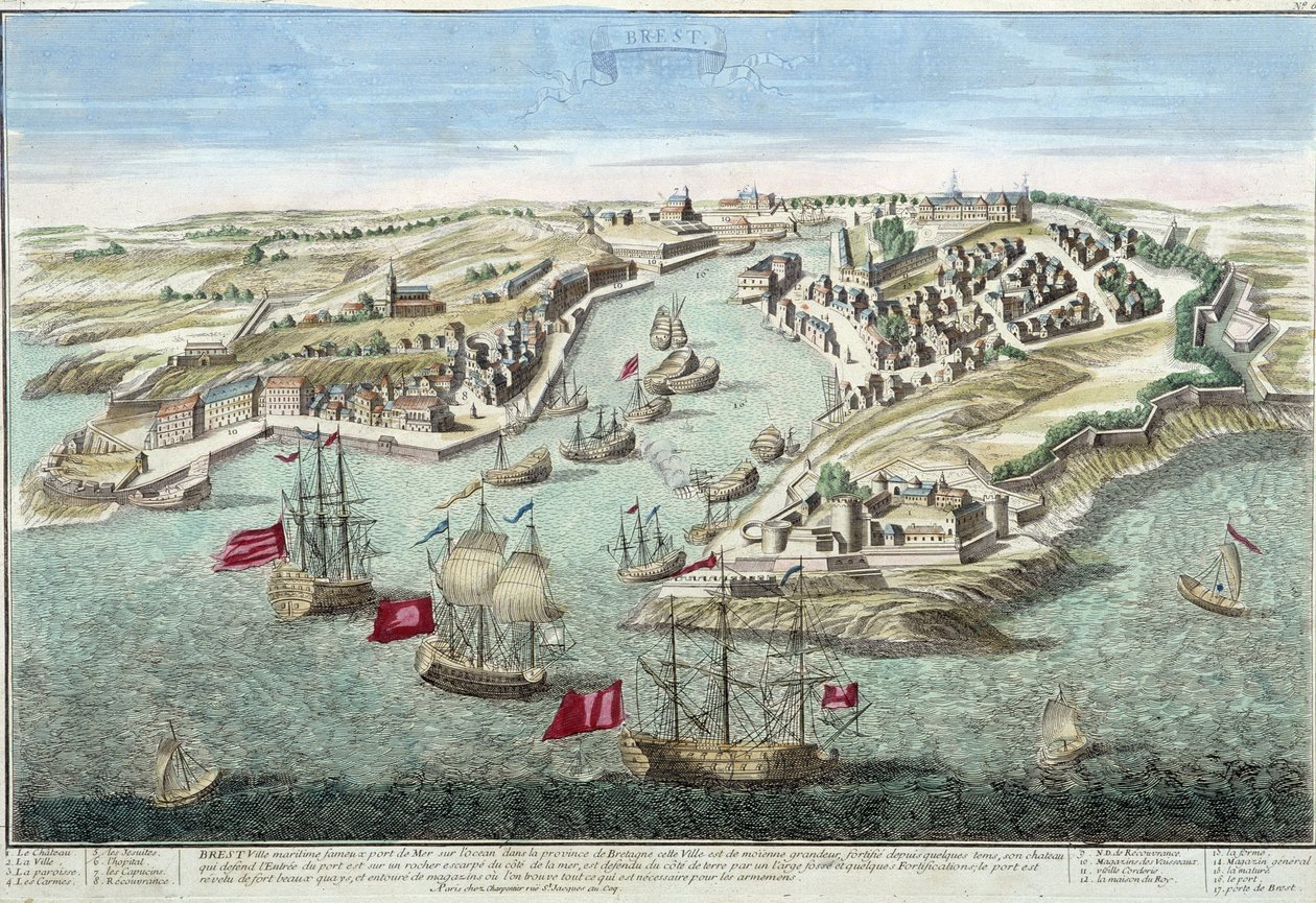 Vue de Brest au XVIIIe siècle. - French School