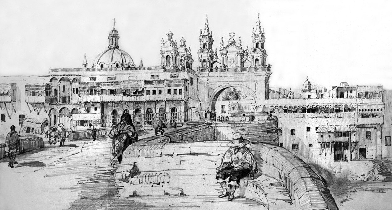 Vue de Lima, Pérou, vers 1850 (gravure) - French School
