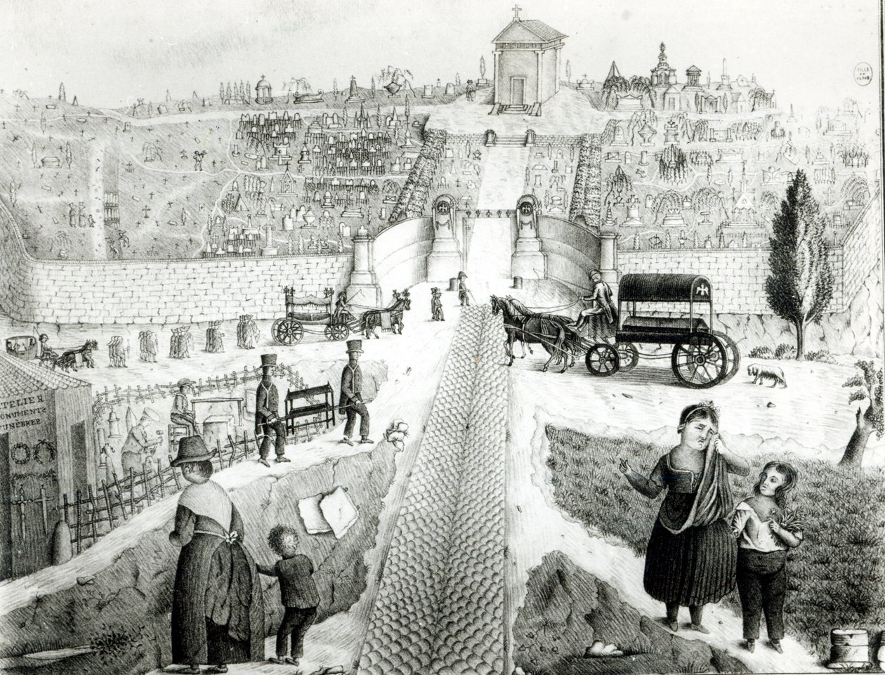 Vue du cimetière du Père-Lachaise, début du 19e siècle - French School