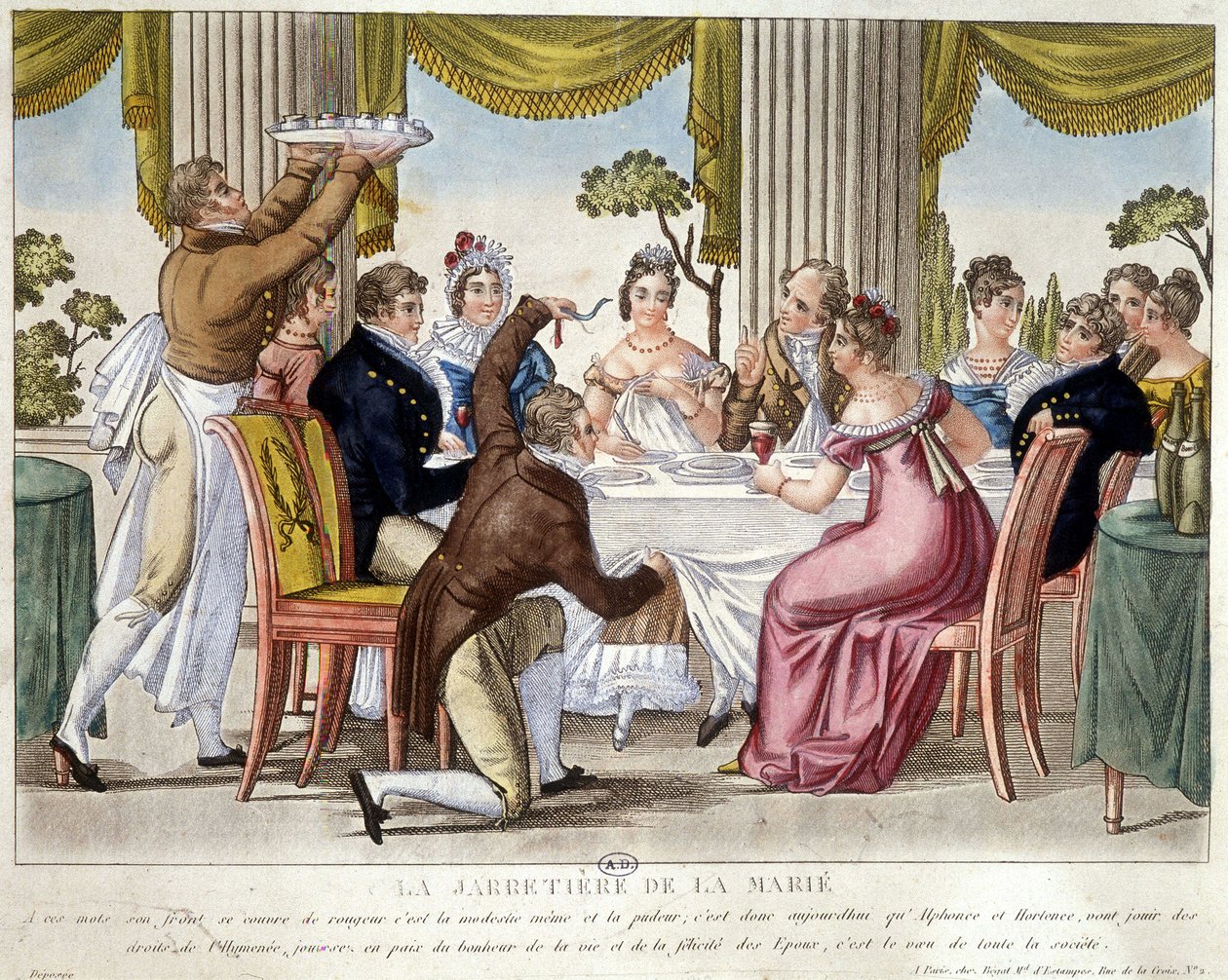 Repas de mariage, rituel de la jarretière - French School