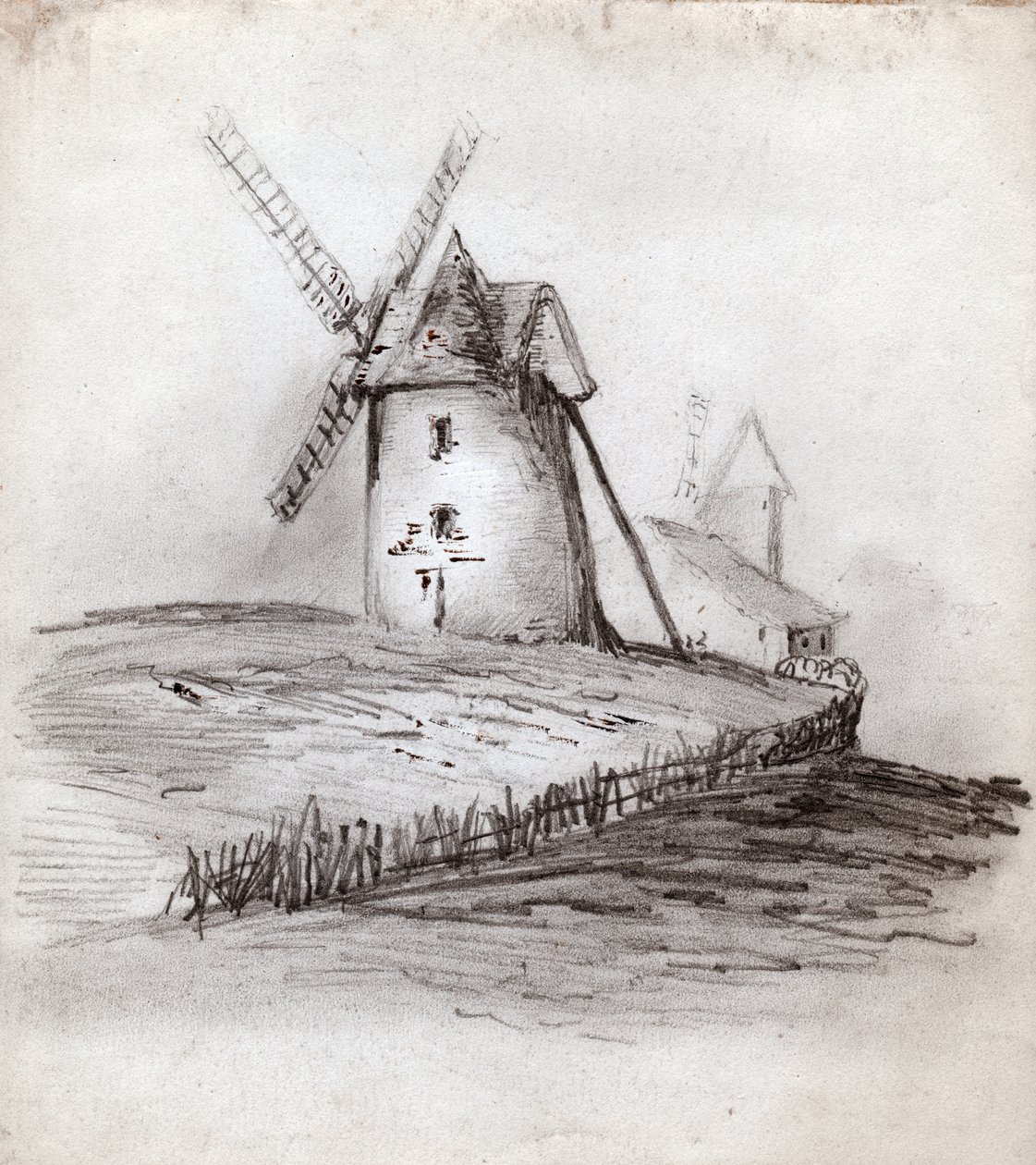 Moulins à vent (dessin) - French School