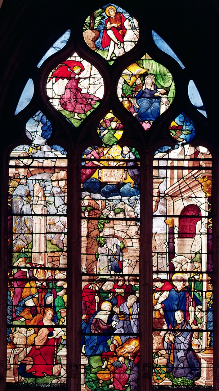 Vitrail représentant la Nativité - French School