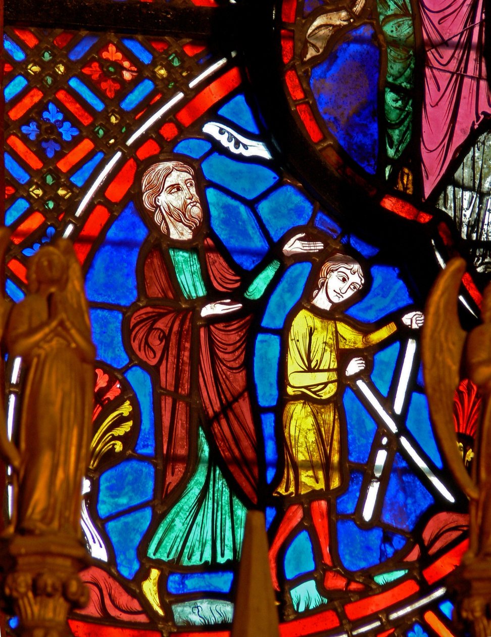 Fenêtre w0 représentant Abraham et Isaac - French School