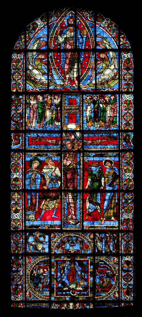 Fenêtre w0 représentant la Crucifixion - French School