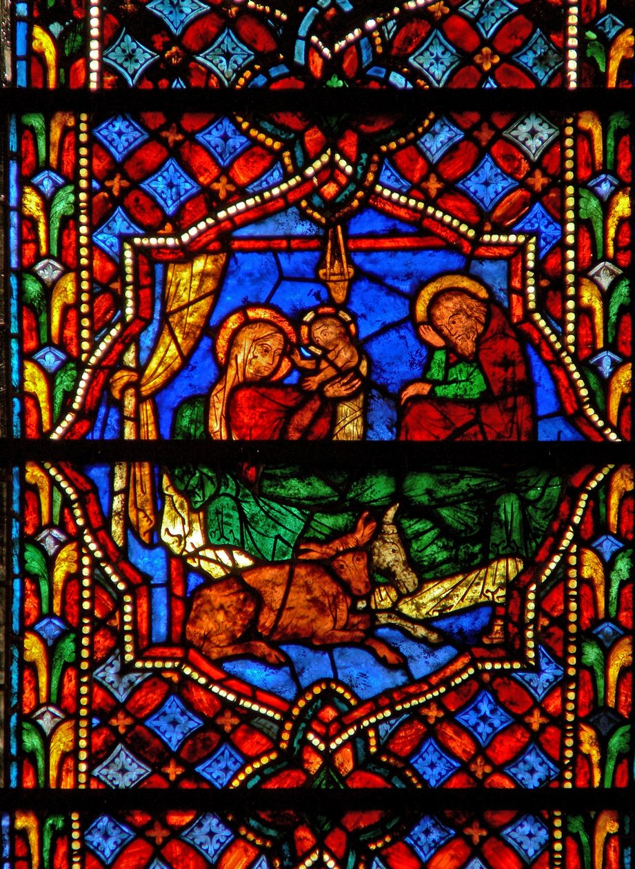 Fenêtre w0 représentant la Nativité - French School