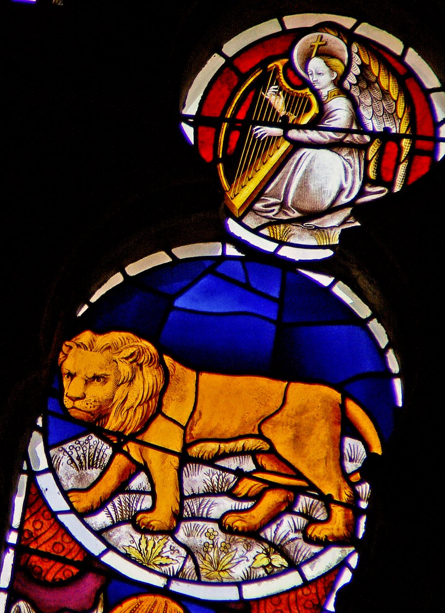 Fenêtre w114 représentant le signe du zodiaque Lion - French School