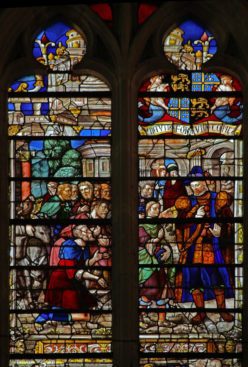 Fenêtre w119 représentant Joseph reconnaît ses frères - French School