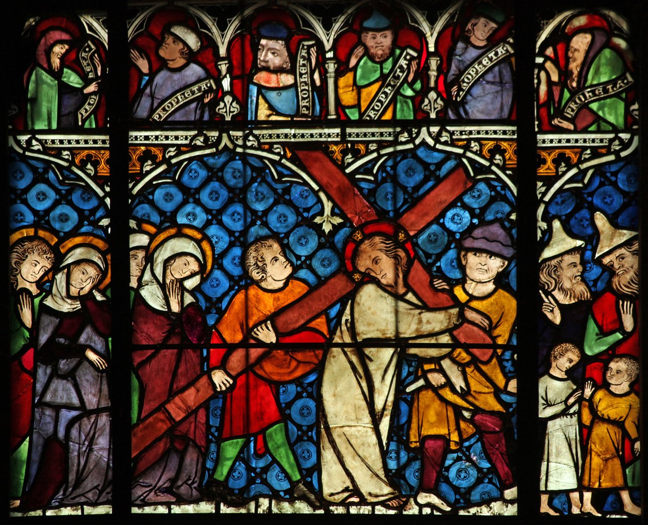 Fenêtre w12 représentant la Via Crucis - French School
