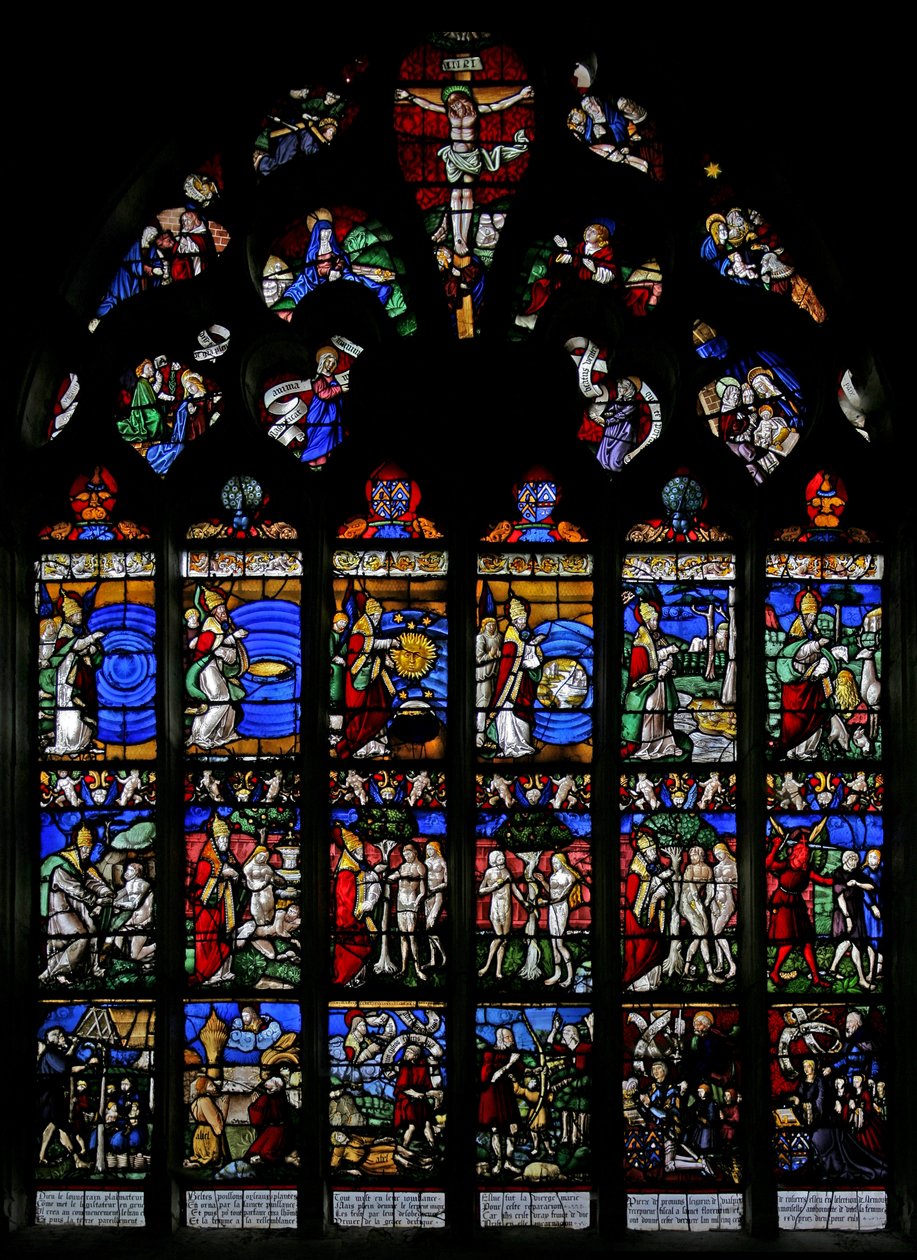 Fenêtre w2 représentant la Création et la Genèse - French School