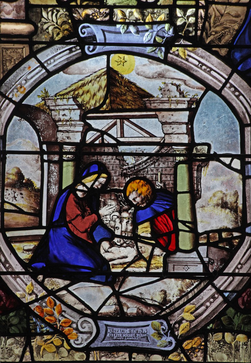Fenêtre w6 représentant la Nativité - French School