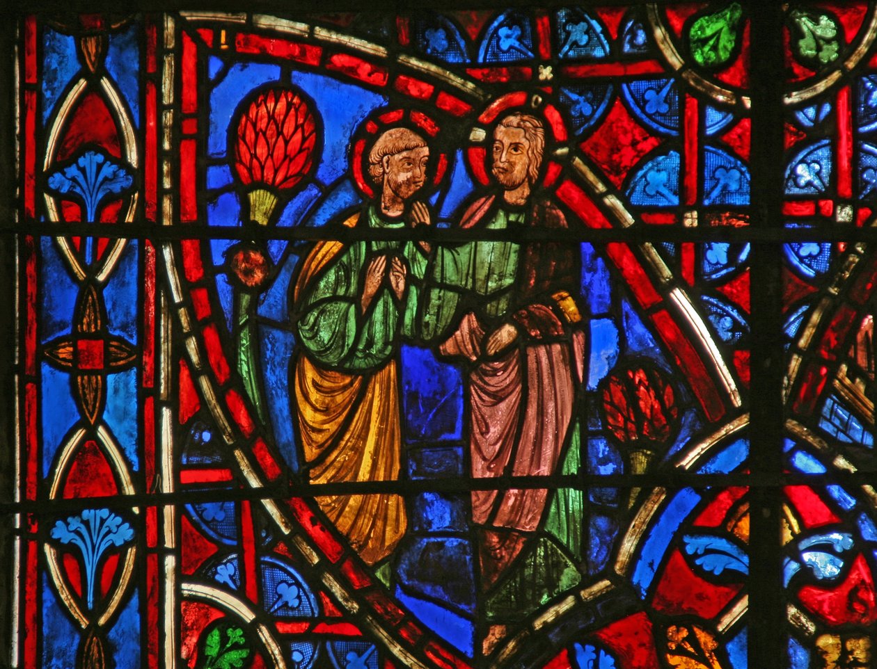 Fenêtre w7 représentant Saint Pierre avec le Christ - French School