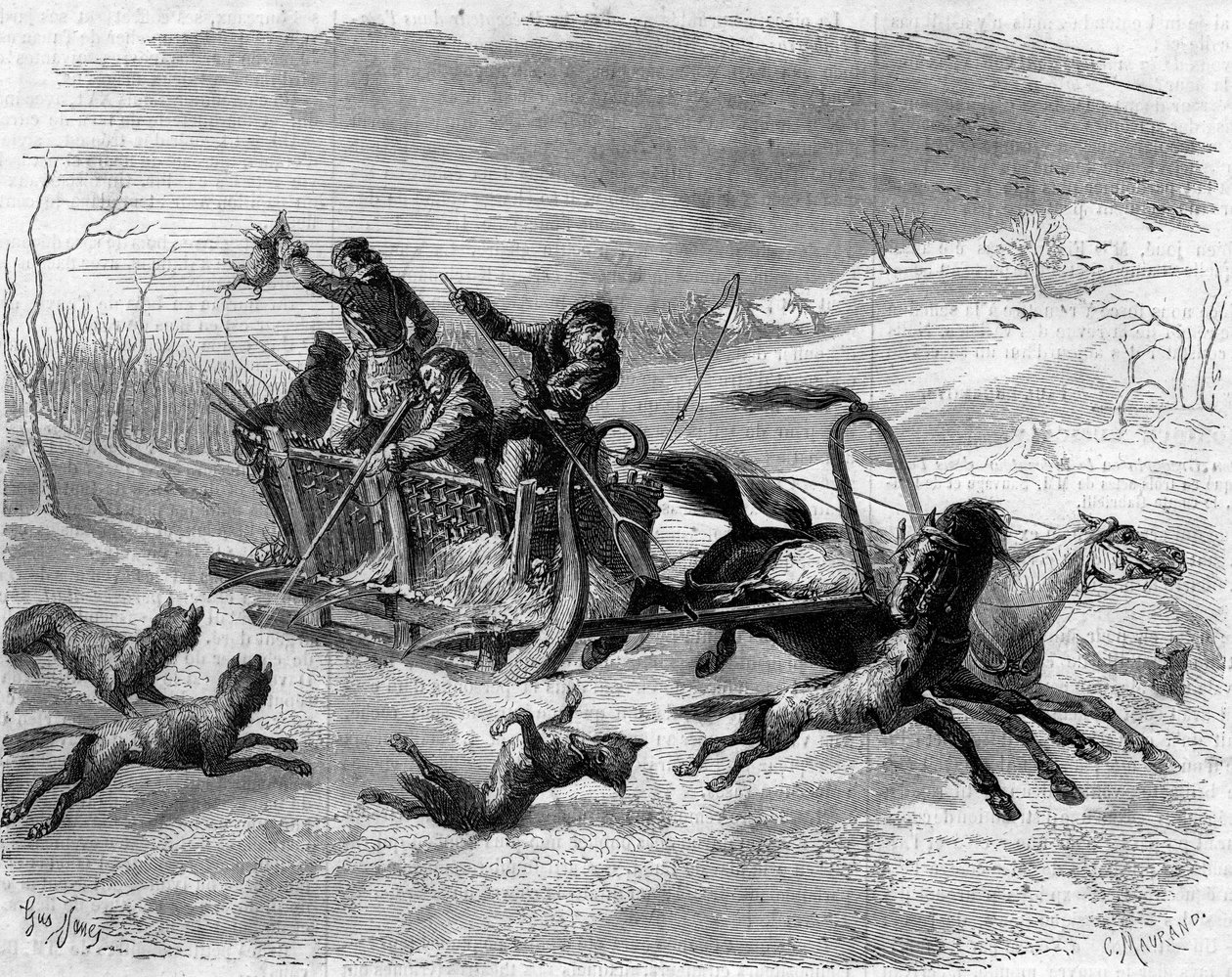 Chasse au loup en Russie - French School