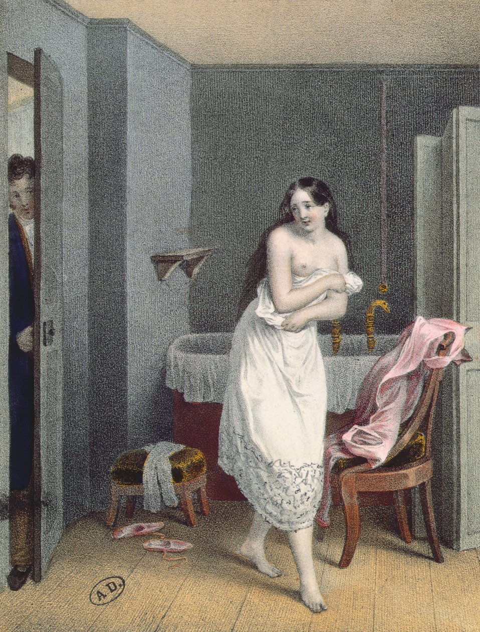 Femme sortant de son bain, c.1825 - French School