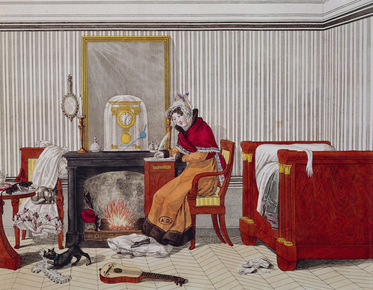 Jeune femme de la classe moyenne dans sa chambre - French School