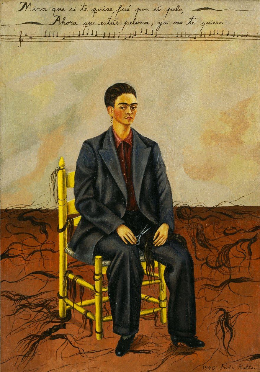 Autoportrait avec cheveux coupés - Frida Kahlo