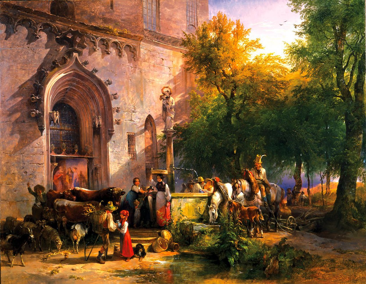 À la fontaine du monastère, 1836 - Friedrich August Matthias Gauermann