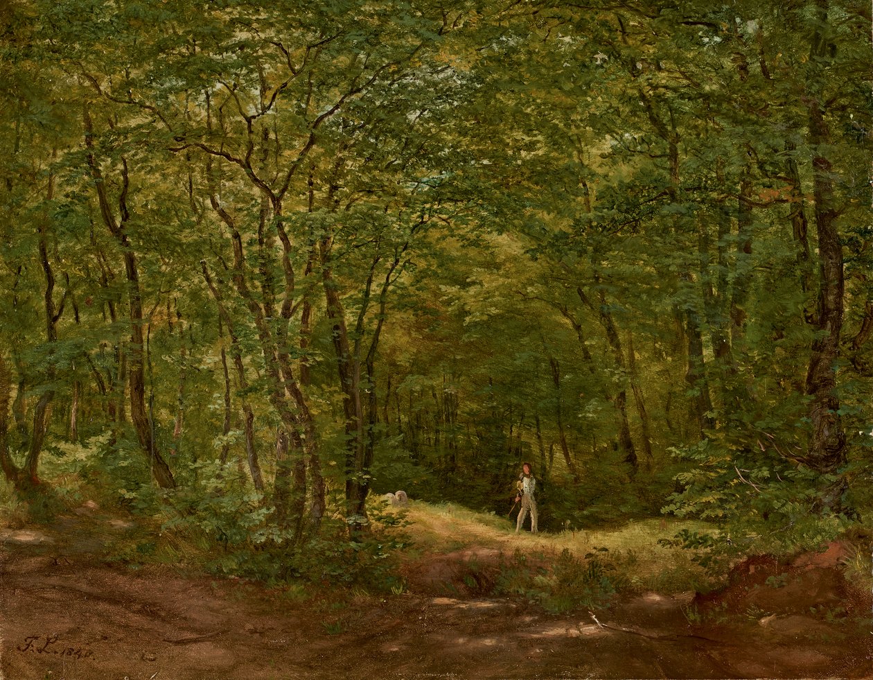 Promeneurs dans un paysage forestier - Friedrich Loos