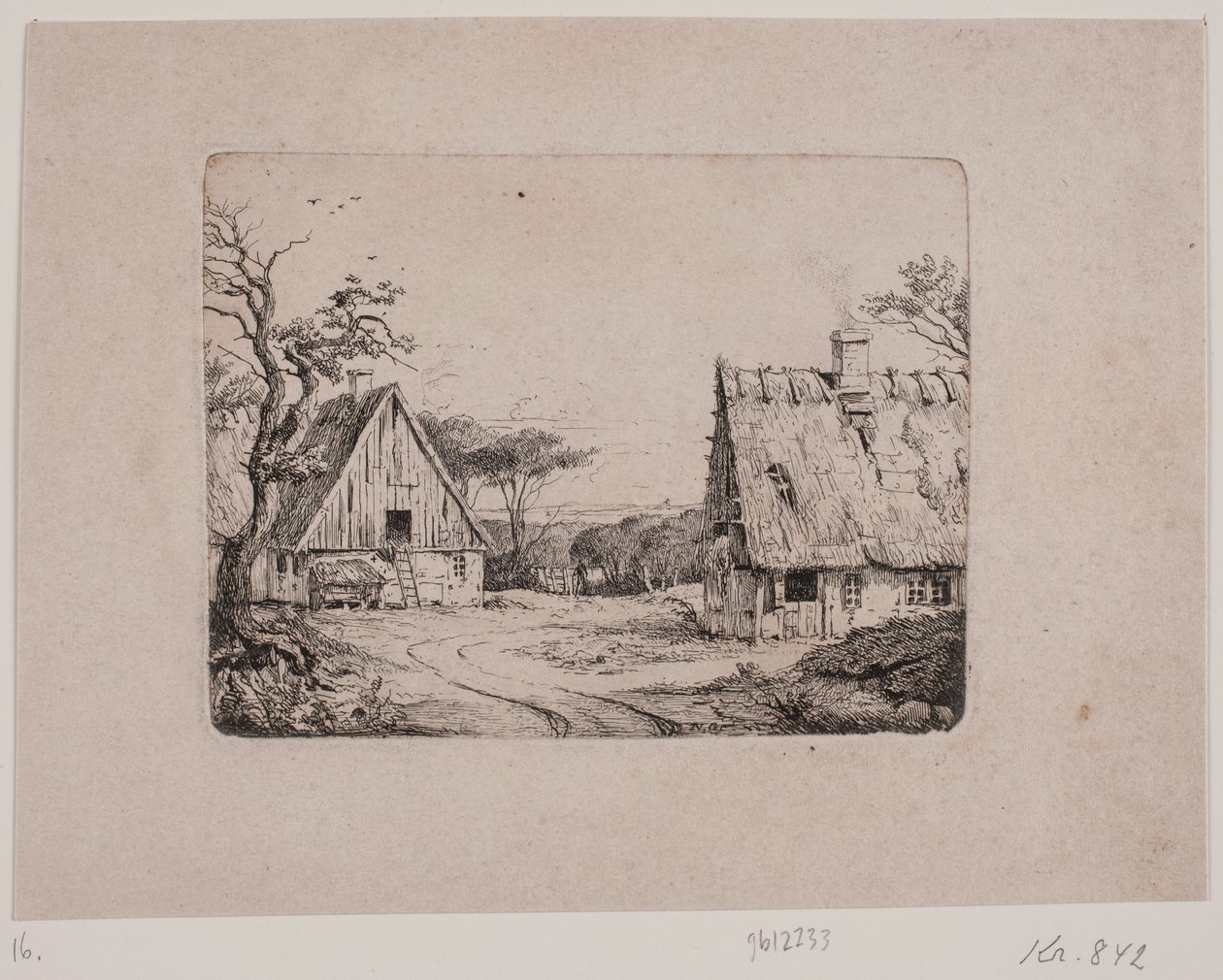 Paysage avec deux maisons de paysans - Frits Grove