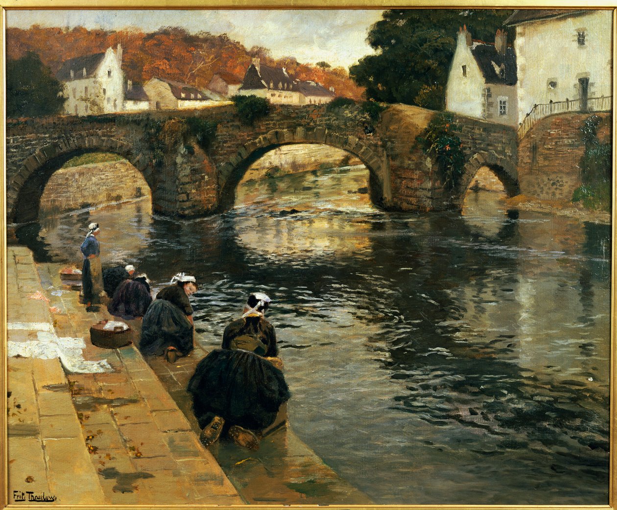 Lavandières le matin à Quimperlé - Frits Thaulow