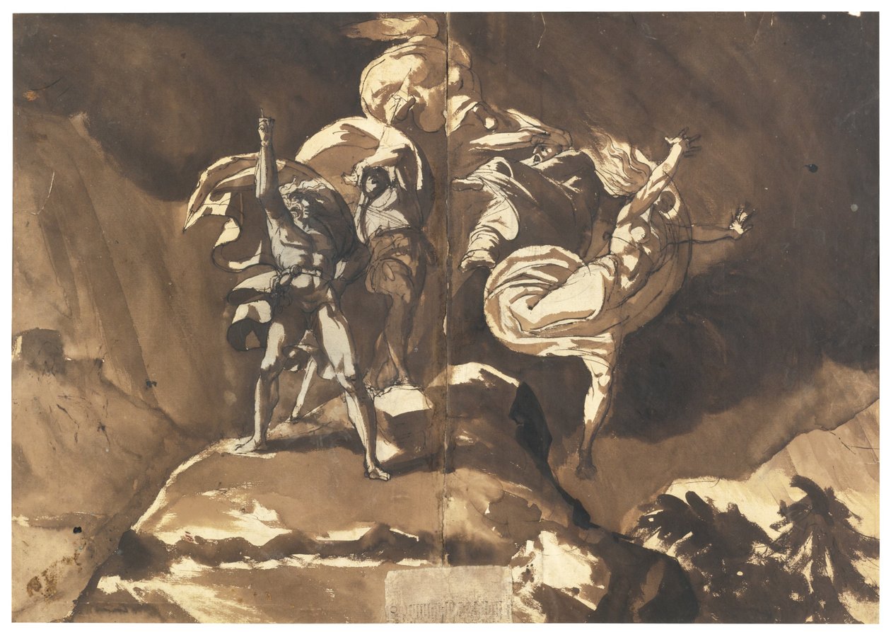 Les sorcières flottant au-dessus de Macbeth et Banquo - Füssli