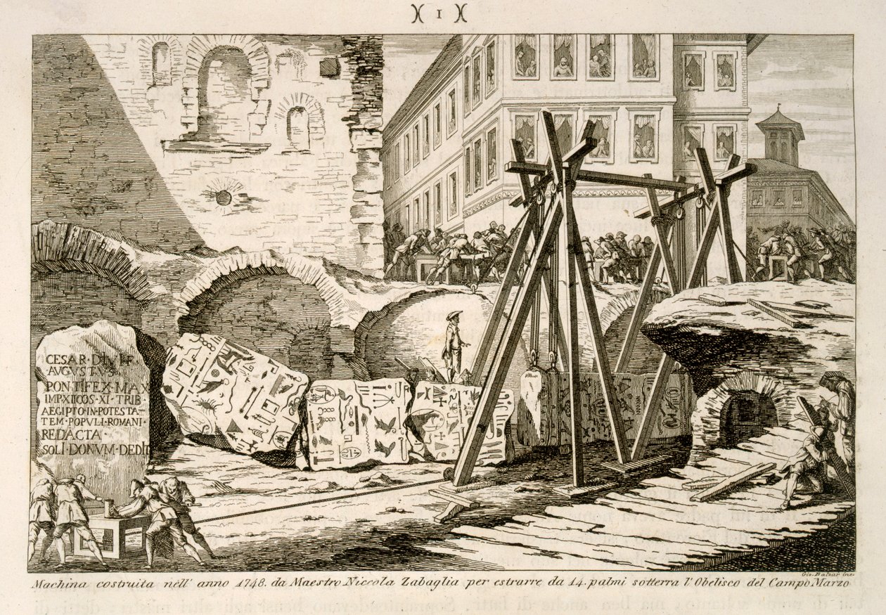 Dispositif inventé par Nicola Zabaglia en 1748 pour soulever l